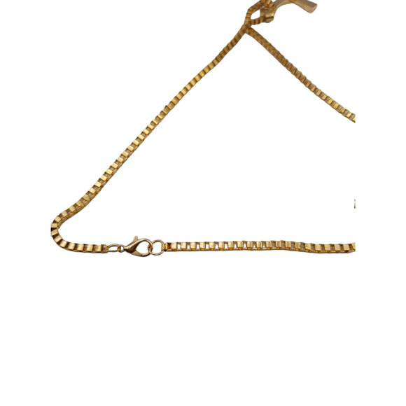 Costume Jewelry Gold Cross Box Chain Rhinestones - Picture 2 of 3